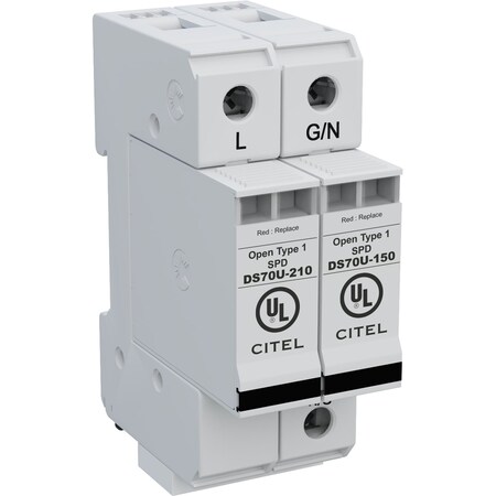 Citel Surge Protection Device, 1 Phase, 120V, 2 Poles, 2 Wires DS72US-120S